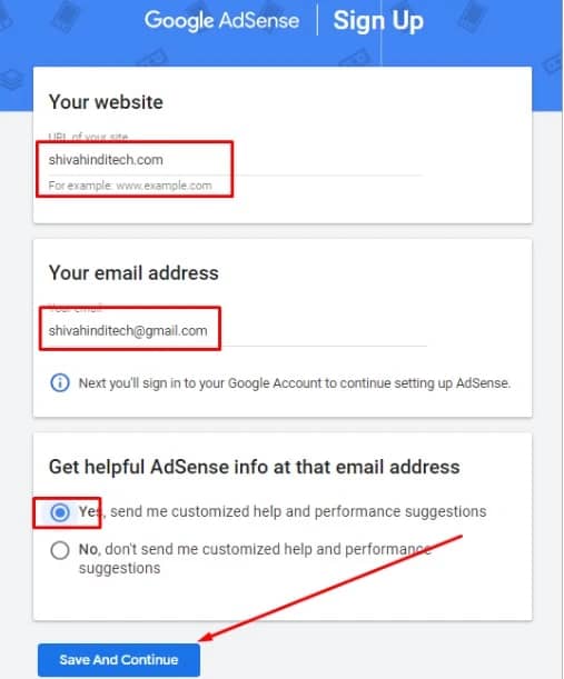 how to fill google adsense account form 1
